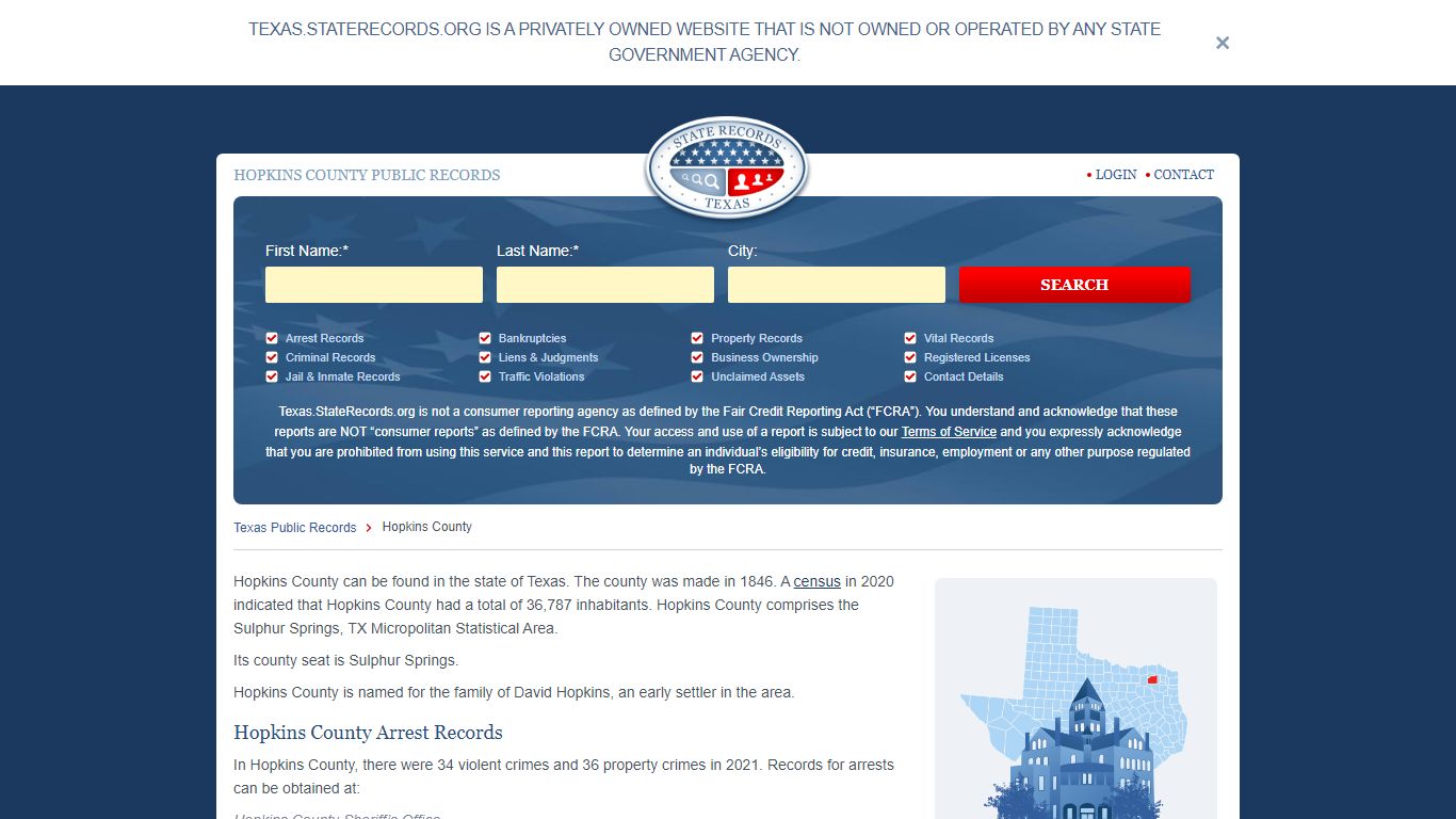 Hopkins County Arrest, Court, and Public Records | StateRecords.org